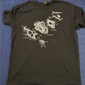 Black Graphic Camera Blueprint T-Shirt